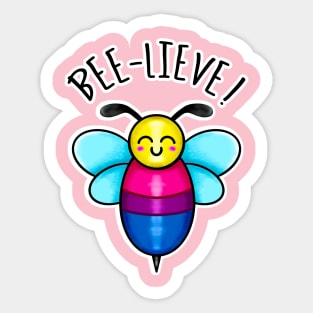 Kawaii LGBT Bee-lieve. Bisexual Pride Flag Sticker